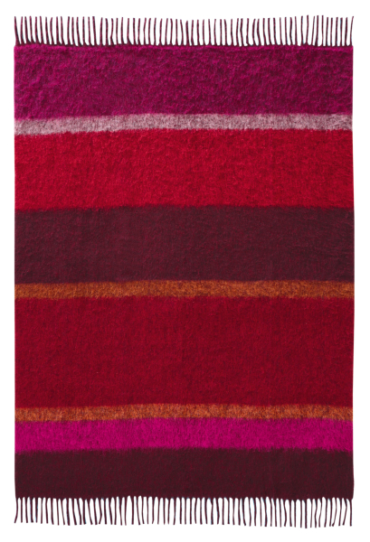 Biederlack Fransenplaid 'Mohair Look Crimson' 130 x 190 cm Rot - Violett